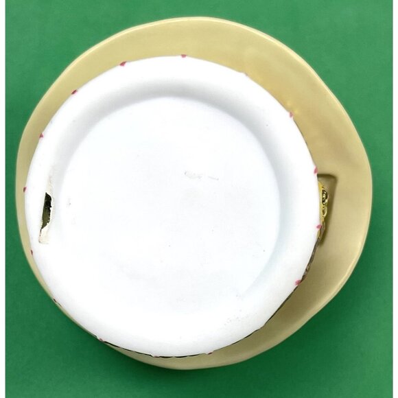 VTG Willow Hall Jane Asher 3.5" Straw Hat Ceramic TRINKET BOX Red Ribbons EUC - Picture 6 of 6